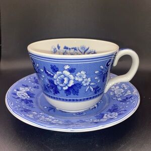 Spode Blue and White Floral Mug and Saucer